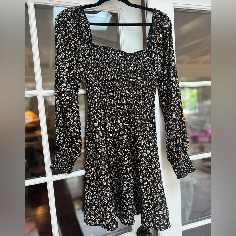 Anthropologie Floral Black Dress
